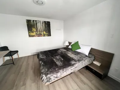 a bedroom with a large bed in a room at Motel Saint Bruno in Saint-Bruno-de-Montarville