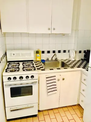 a kitchen with a white stove and a sink at Stylish Montreal Apartment: Comfortable Stay in the Golden Square Mile in Montréal