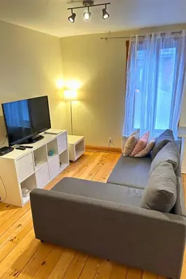 a living room with a bed and a flat screen tv at Best Monthly Deal - Plateau Apt - Top location in Montréal