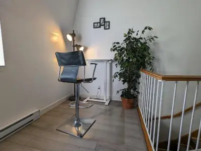 a room with a chair and a plant in it at 2 Bedrooms, 1 Sofa bed and 1,5 Bathrooms, Renovated Apartment in the Heart of Plateau Mont-Royal in Montréal
