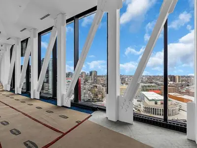 a view from the top of a building with windows at Sky Bridge Spectacular in Montréal