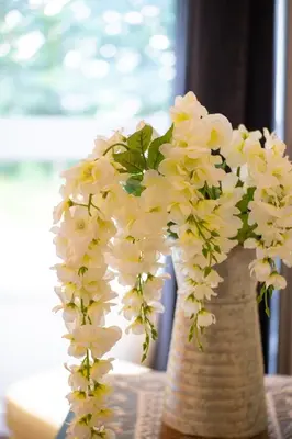 two vases filled with white flowers on a table at Archimede Panorama Spa in Austin
