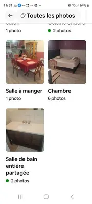 a collage of pictures of different tables and furniture at Chambre privée avec clefs intime et privée in Montréal