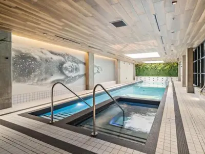 a hot tub in the middle of a building at Relaxing 2 bedrooms Spa in Montréal