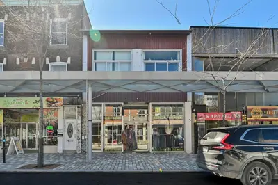 a car parked in front of a store at Trendy 2BR Getaway in Montreal in Montréal