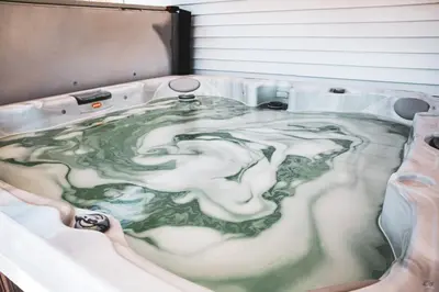 a bath tub with a green and white substance at Le Pignon Vert in Sainte-Séraphine