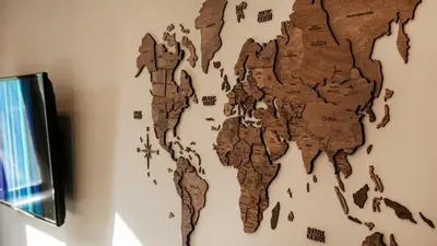 a map of the world on a wall at Spacious two stories condo in old port free parking in Montréal