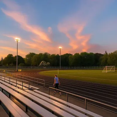 a person walking on a track in a stadium at Sunny & Peaceful 1BR, Walk to UdM, HEC & Hospital in Montréal
