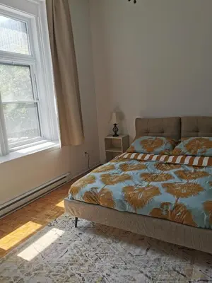 a bedroom with a bed and a window at Grand Appartement centre-ville 1227, 3 chambres in Montréal