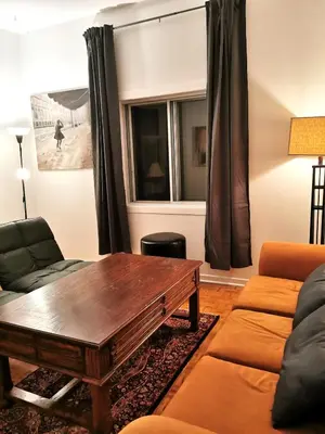 a living room with a coffee table and a couch at Appartement centre-ville Montréal 1215 LT in Montréal