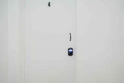 a white door with a lock on it at Room n4-Apartment 1 in a SHARED apartment in downtown Montreal in Montréal