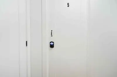 a white door with a lock on it at Room n5-Apartment 1 in a SHARED apartment in downtown Montreal in Montréal