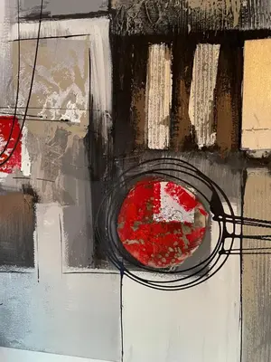 a close up of a painting of a red object at Auberge La Table d'Hôte in West Brome