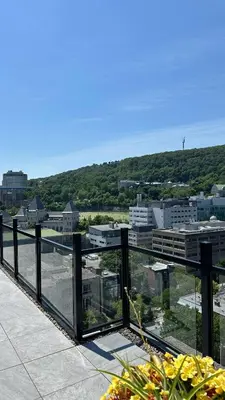 a view of a city from a balcony at Great view 1BDRM APTR in heart of Montreal DWTN in Montréal