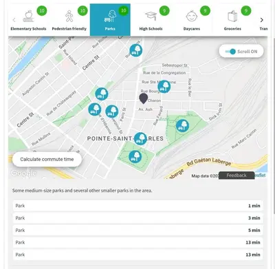 a screenshot of a map of a park at Cohabs Montréal in Montréal