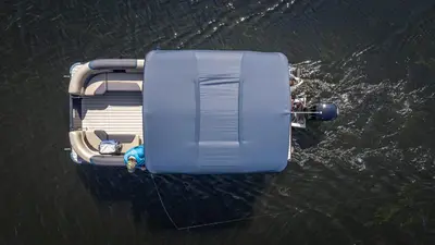 an aerial view of a boat in the water at Private Boat Tour Montreal in Boucherville