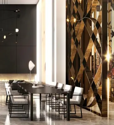 a dining room with a black table and chairs at Luxurious condo dowtown Montréal in Montréal