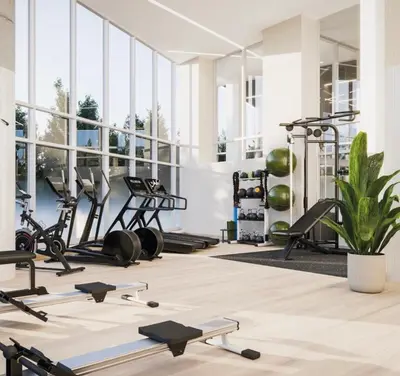 a gym with treadmills and exercise machines at Studio in Griffintown in Montréal