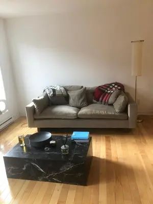 a living room with a couch and a table at Lovely 2 bedroom in little burgandy in Montréal