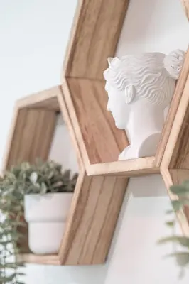 a wooden shelf with a bust of a woman at Amazing 1Bed Downtown Mtl in Montréal