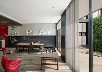 a play room with a chess board and a table at Corporate Stays Equinoxe 2 Bedroom in Laval