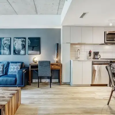 Pet-Friendly Furnished 1B Rental in Montreal with Skyline Views & Concierge