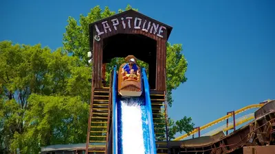 a roller coaster with a person on a slide at Free Parking! Family & Travel Comforts! Montreal & Downtown Adventures! in Montréal