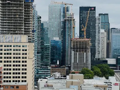 a view of a city with tall buildings at Panoramic Skyline Penthouse Montreal Downtown -Free Parking - In Suite Laundry in Montréal