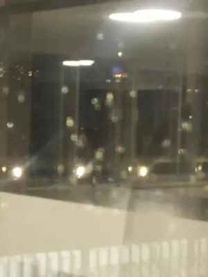 a view of a city skyline from a window at Atlas in Montréal