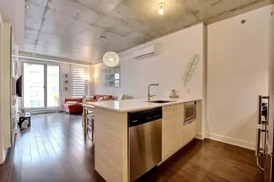 a kitchen with a sink and a counter top at Highrise 1BDR Condo in Downtown Montreal - Long Term Stay by M11 in Montréal