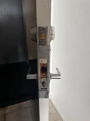 a close up of a door in a room at Appartment 1 bedroom in Longueuil