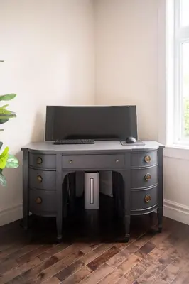 a desk with a computer on top of it at Historical Home - Near Montreal in Longueuil