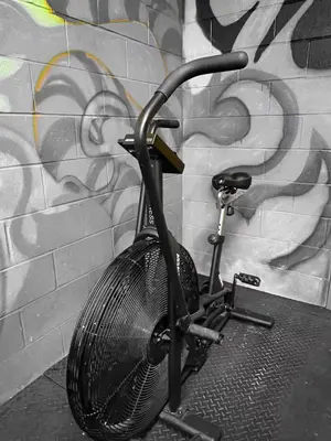 a black bike parked in front of a wall at 205 - Cozy Green Oasis 1987 Collection with 2BR,Parking,DT in Montréal