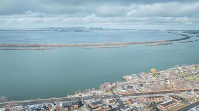 an aerial view of a large body of water at Unique Waterfront House 4 BDRs, Near MTL, Fishing in Laprairie
