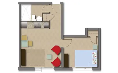 a drawing of a floor plan of a house at Cjour Apartments in Montréal