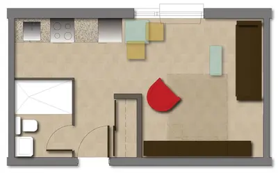 a floor plan of a house with a red roof at Cjour Apartments in Montréal