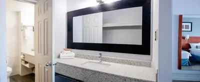 a bathroom with a sink and a mirror at Auberge Royal Versailles in Montréal
