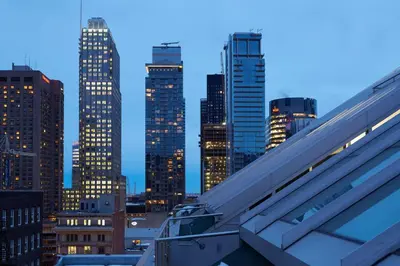 a view of a city skyline with tall buildings at Le Mount Stephen in Montréal