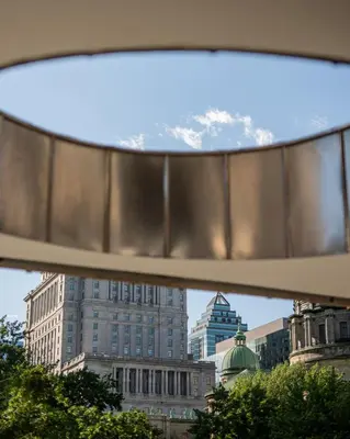 a view of a city skyline from a building at Montreal Marriott Chateau Champlain in Montréal
