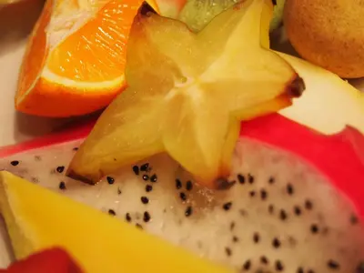 a piece of fruit with a star on top of it at Au Manoir de la rue Merry in Magog-Orford