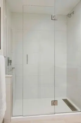 a shower with a glass door in a bathroom at Sheraton Saint-Hyacinthe Hotel in Saint-Hyacinthe