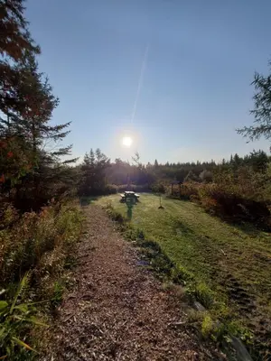 a dirt road in a field with the sun in the sky at Chalet Milan in Milan