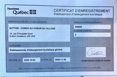 a computer screen with a patient certificatepayer at Sutton - Condo Au Coeur du Village in Sutton