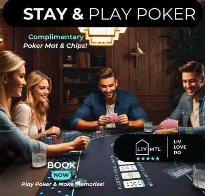 a group of people sitting around a table playing poker at LiV MTL Urban in Montréal