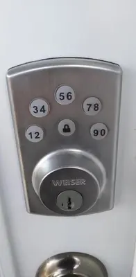 a close up of a metal button on a machine at Casa Linda Victoriaville in Princeville