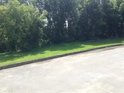 an empty parking lot with trees in the background at Motel St-Thomas in Joliette