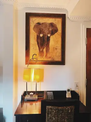 a picture of an elephant hanging on a wall at Hotel Kutuma in Montréal