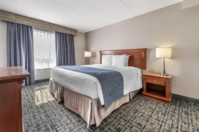 a hotel room with a large bed and a window at Best Western Hotel Brossard in Brossard