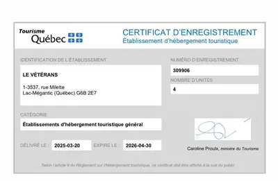 a screenshot of the credentials page of a patient department webpage at Le Vétérans , Au Cœur du Centre-Ville , Tout à Pied ! in Lac-Mégantic
