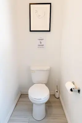 a bathroom with a toilet and a picture on the wall at AFRICA - SelfCheckIn - Plateau - St-Laurent in Montréal